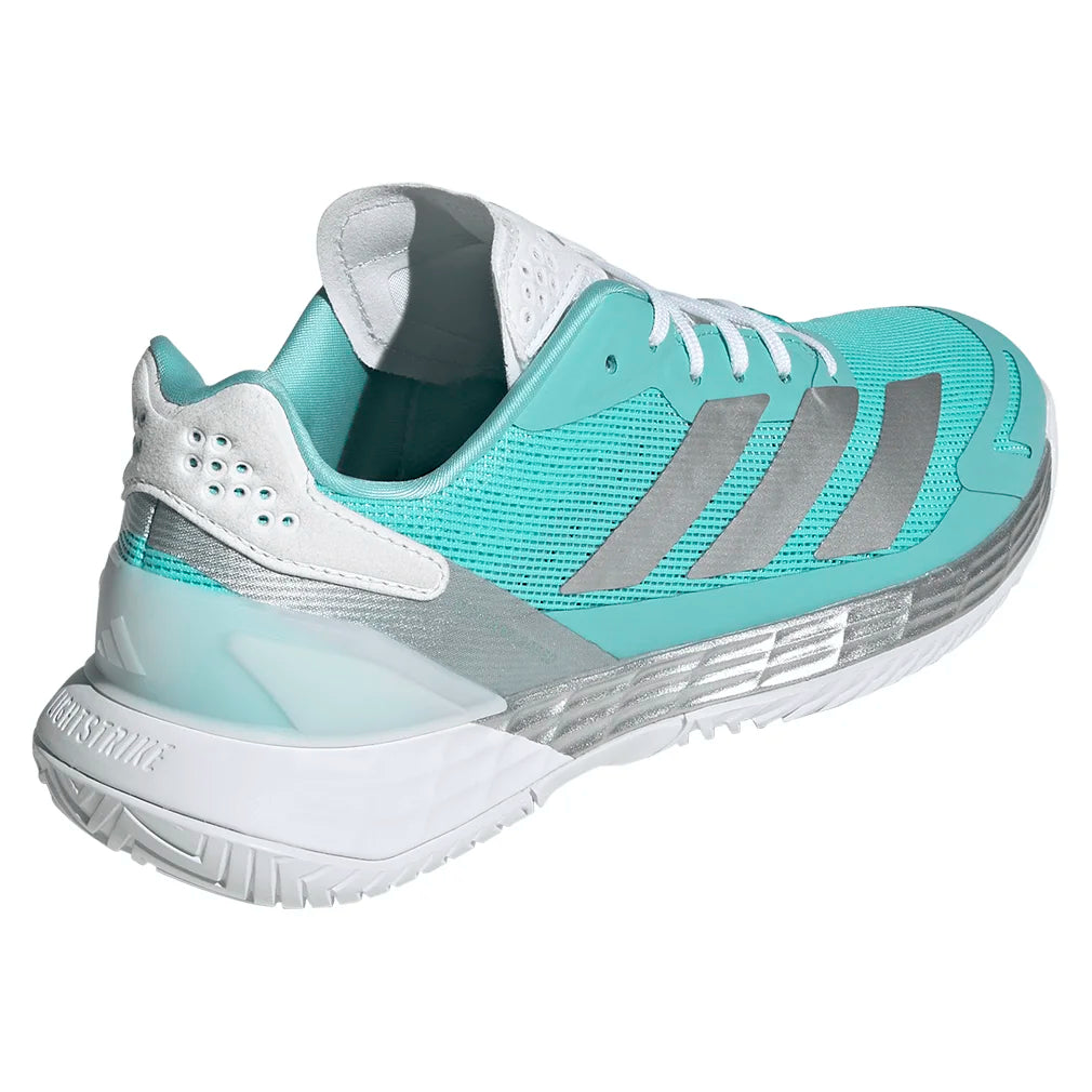 Women`s Defiant Speed 2 Tennis Shoes Flash Aqua and Silver Metallic Footwear Adidas