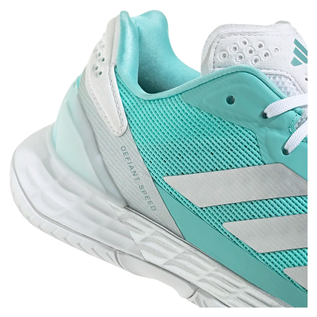 Women`s Defiant Speed 2 Tennis Shoes Flash Aqua and Silver Metallic Footwear Adidas
