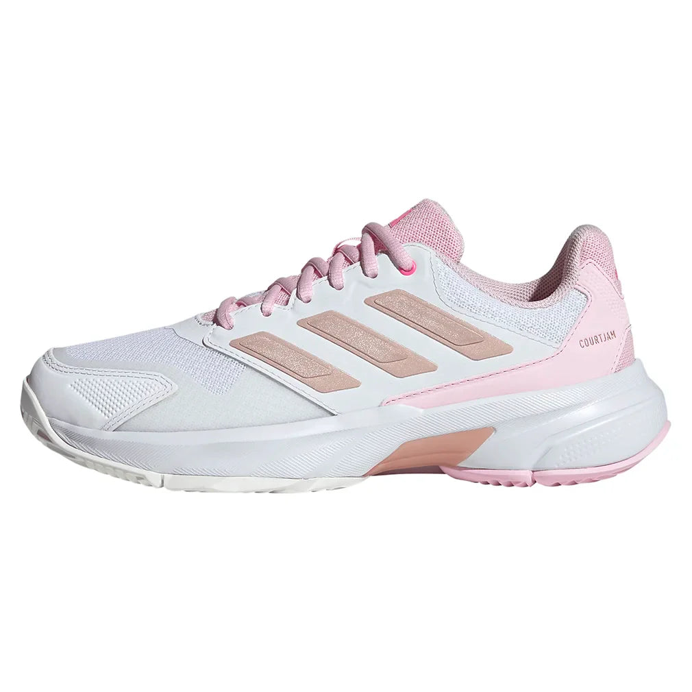 Women`s CourtJam Control 3 Tennis Shoes Footwear White and Lucid Pink Footwear Adidas