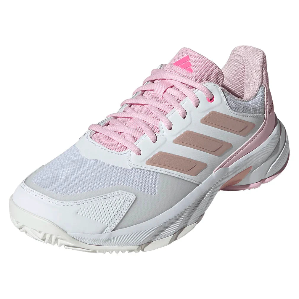 Women`s CourtJam Control 3 Tennis Shoes Footwear White and Lucid Pink Footwear Adidas