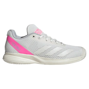 Women`s Courtflash Pickleball Shoes White and Lucid Pink Footwear Adidas