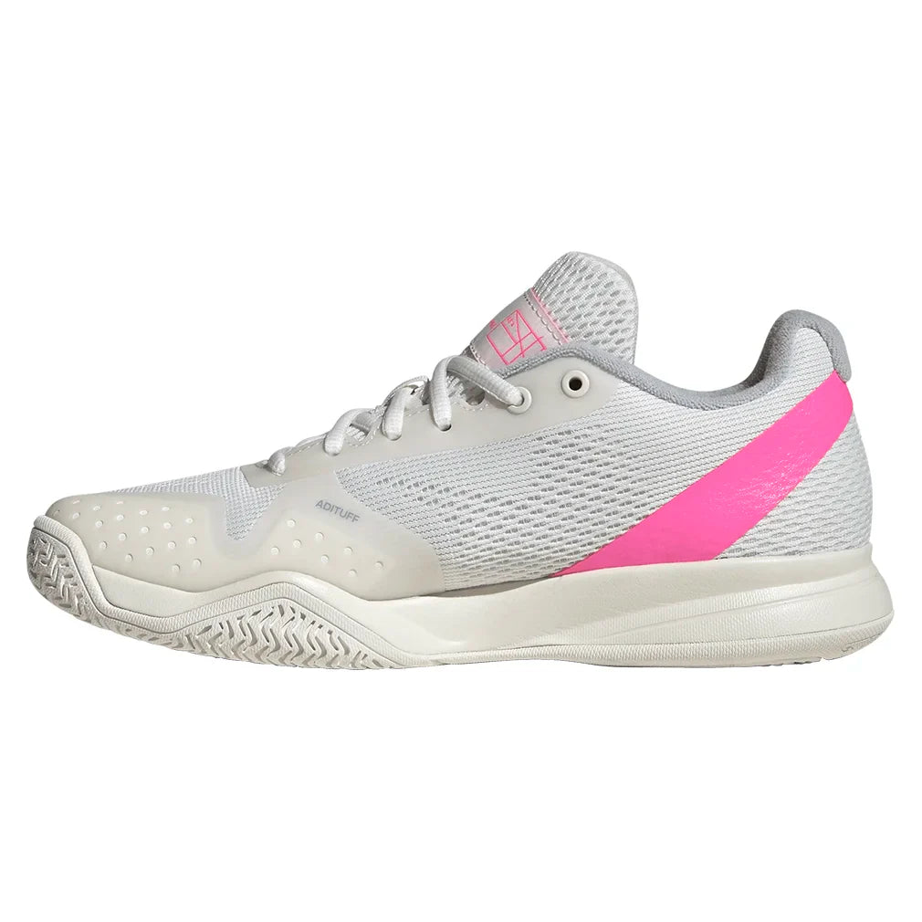 Women`s Courtflash Pickleball Shoes White and Lucid Pink Footwear Adidas