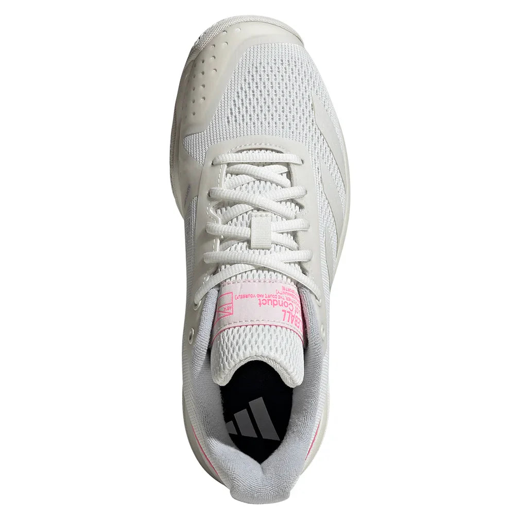 Women`s Courtflash Pickleball Shoes White and Lucid Pink Footwear Adidas