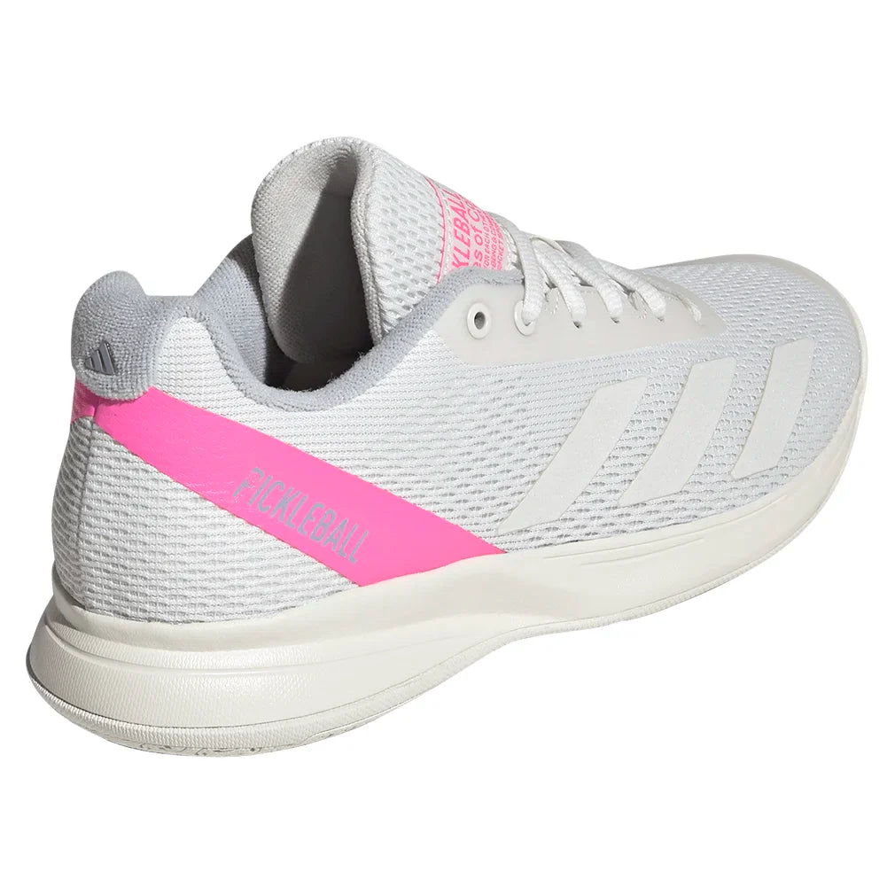 Women`s Courtflash Pickleball Shoes White and Lucid Pink Footwear Adidas