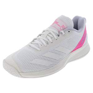 Women`s Courtflash Pickleball Shoes White and Lucid Pink Footwear Adidas