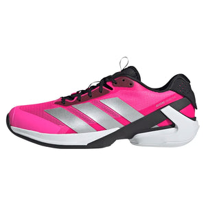 Men`s adizero Ubersonic 5 Tennis Shoes Lucid Pink and Silver Metallic Footwear Adidas