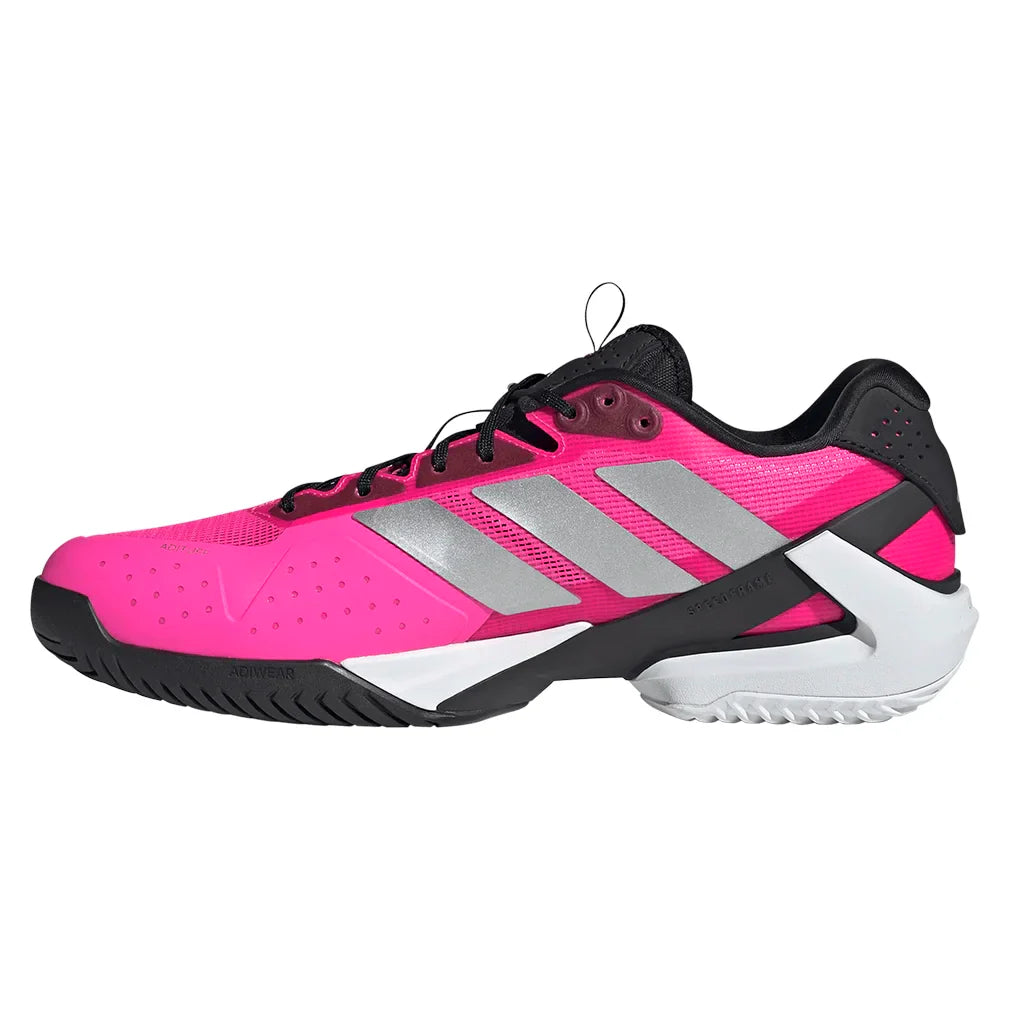 Men`s adizero Ubersonic 5 Tennis Shoes Lucid Pink and Silver Metallic Footwear Adidas