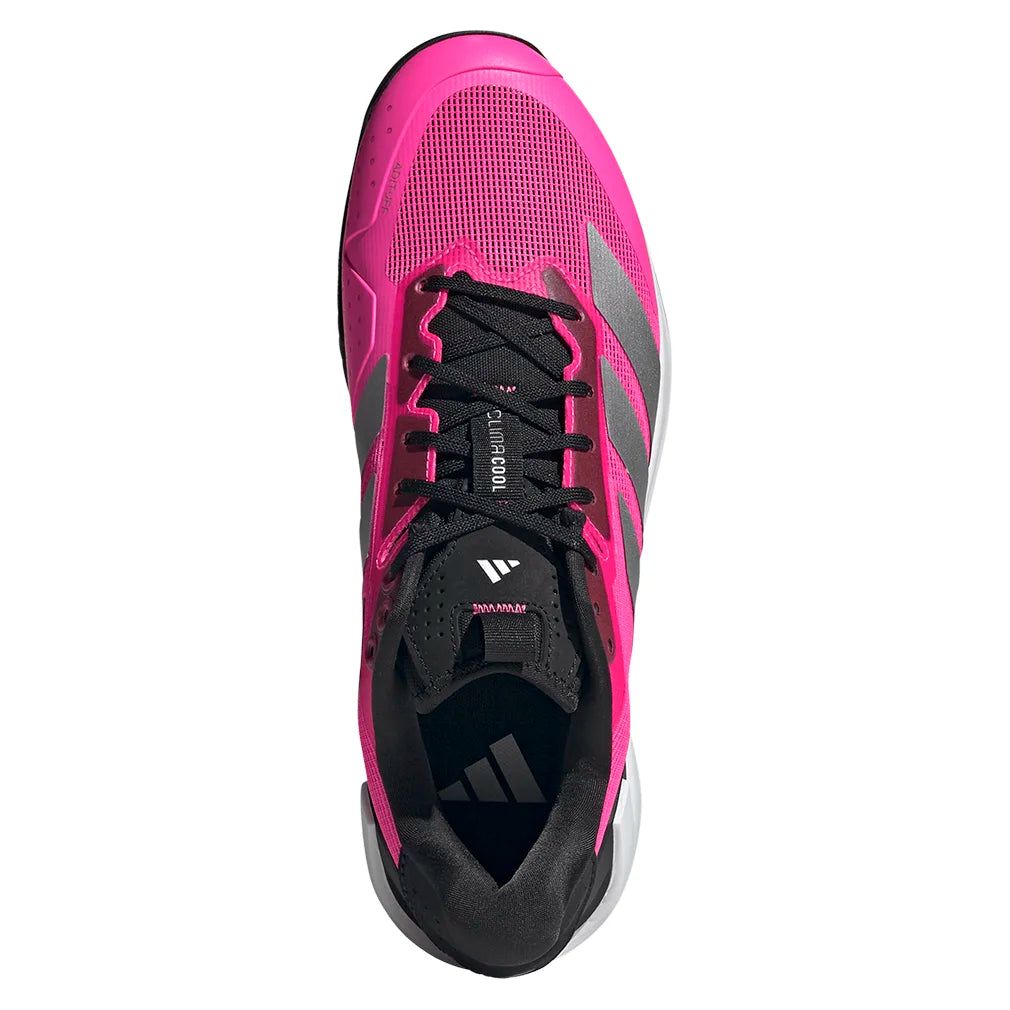 Men`s adizero Ubersonic 5 Tennis Shoes Lucid Pink and Silver Metallic Footwear Adidas