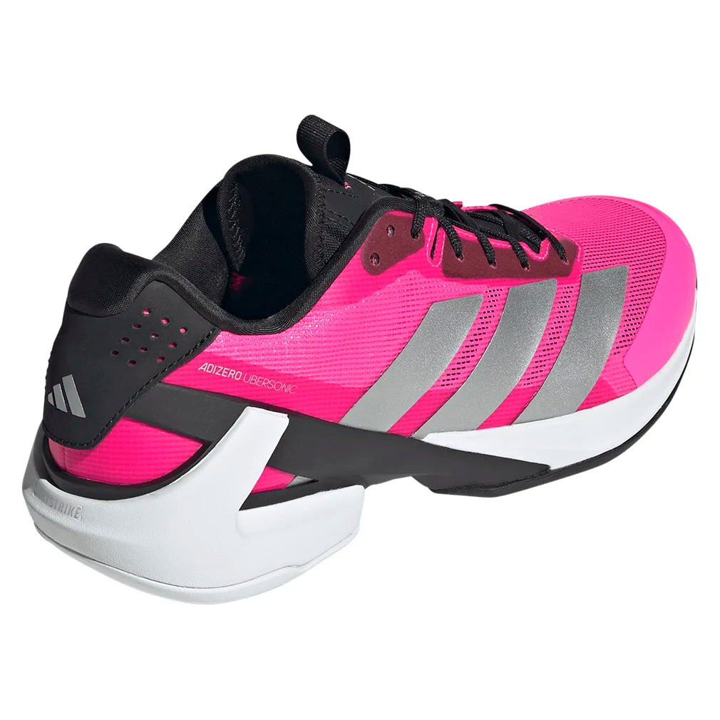 Men`s adizero Ubersonic 5 Tennis Shoes Lucid Pink and Silver Metallic Footwear Adidas