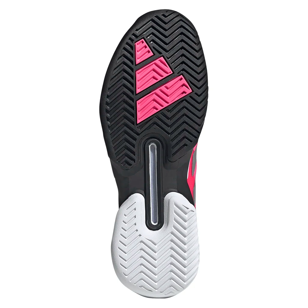 Men`s adizero Ubersonic 5 Tennis Shoes Lucid Pink and Silver Metallic Footwear Adidas