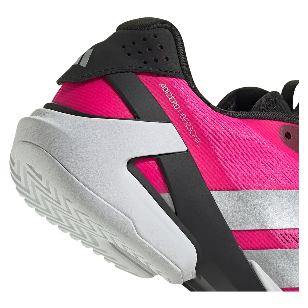 Men`s adizero Ubersonic 5 Tennis Shoes Lucid Pink and Silver Metallic Footwear Adidas