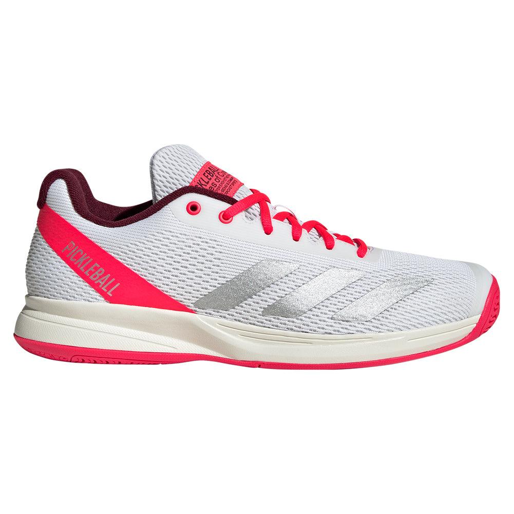 Men`s Courtflash Pickleball Shoes White and Lucid Red Footwear Adidas