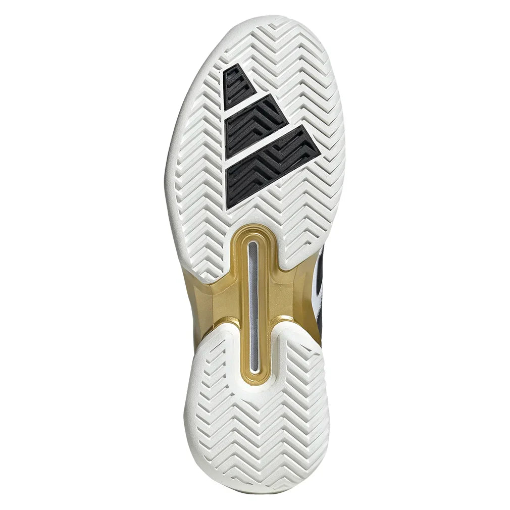 Men`s adizero Ubersonic 5 Tennis Shoes Footwear White and Core Black Footwear Adidas