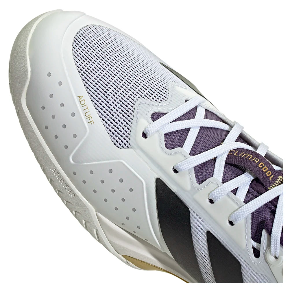 Men`s adizero Ubersonic 5 Tennis Shoes Footwear White and Core Black Footwear Adidas