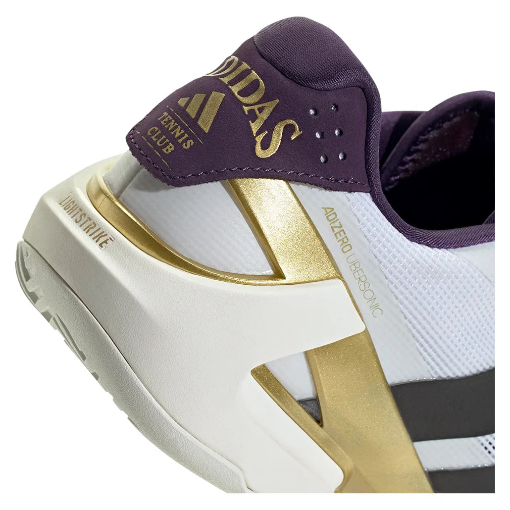 Men`s adizero Ubersonic 5 Tennis Shoes Footwear White and Core Black Footwear Adidas