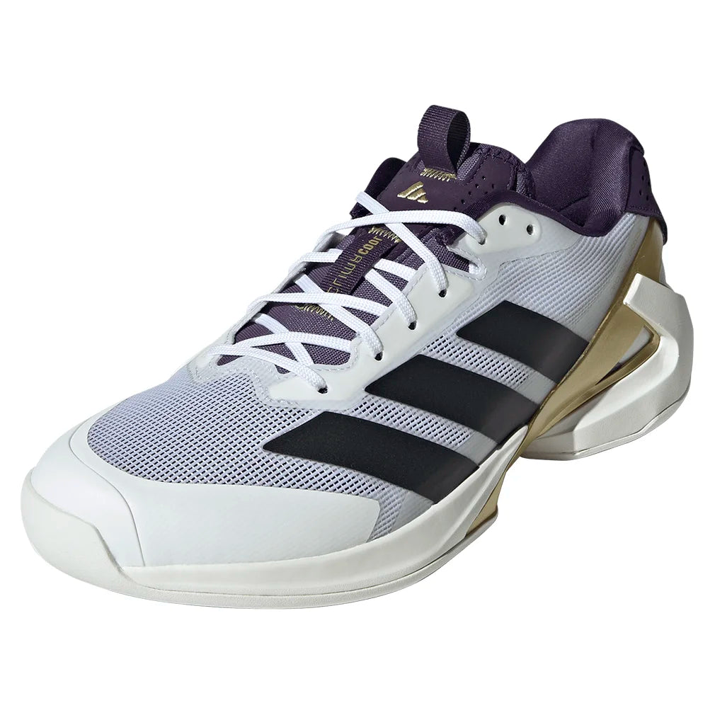 Men`s adizero Ubersonic 5 Tennis Shoes Footwear White and Core Black Footwear Adidas