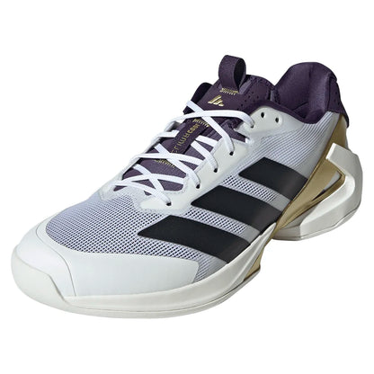 Men`s adizero Ubersonic 5 Tennis Shoes Footwear White and Core Black Footwear Adidas