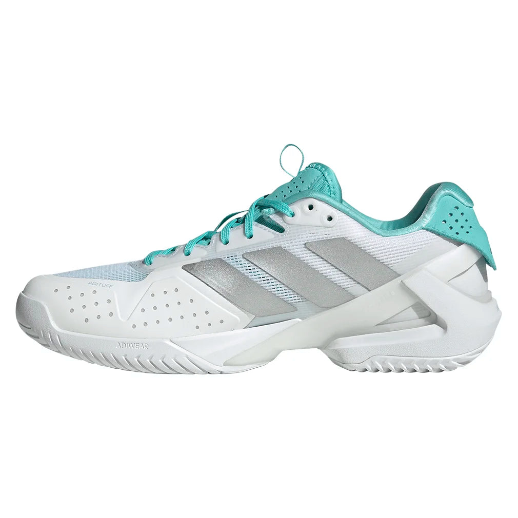 Women`s adizero Ubersonic 5 Tennis Shoes Footwear White and Silver Metallic Footwear Adidas