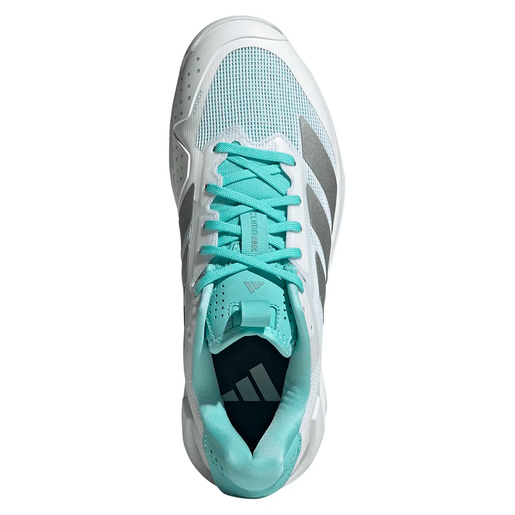 Women`s adizero Ubersonic 5 Tennis Shoes Footwear White and Silver Metallic Footwear Adidas