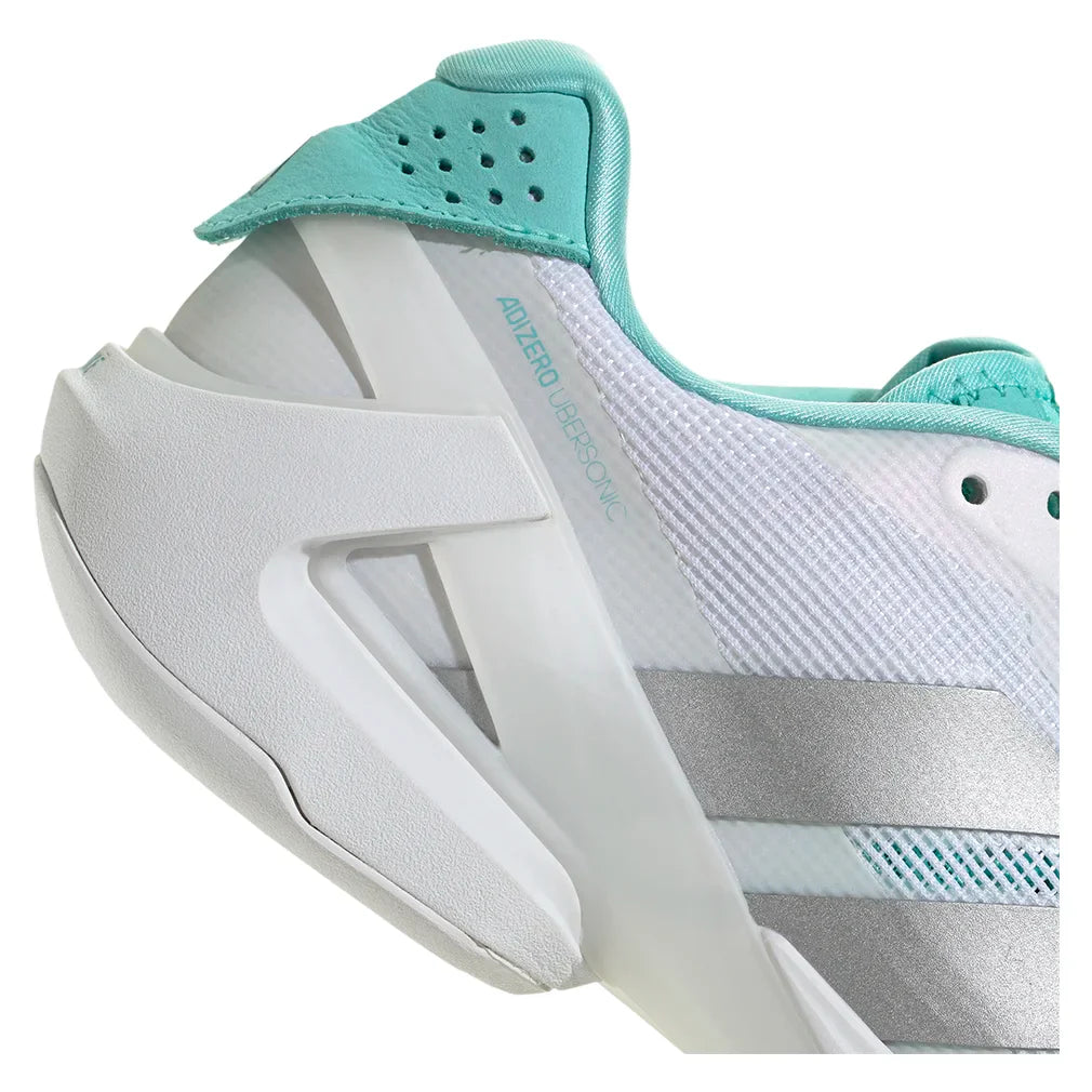Women`s adizero Ubersonic 5 Tennis Shoes Footwear White and Silver Metallic Footwear Adidas