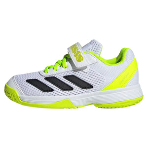 Juniors` Courtflash Comfort Closure Tennis Shoes Footwear White and Lucid Lemon Footwear Adidas