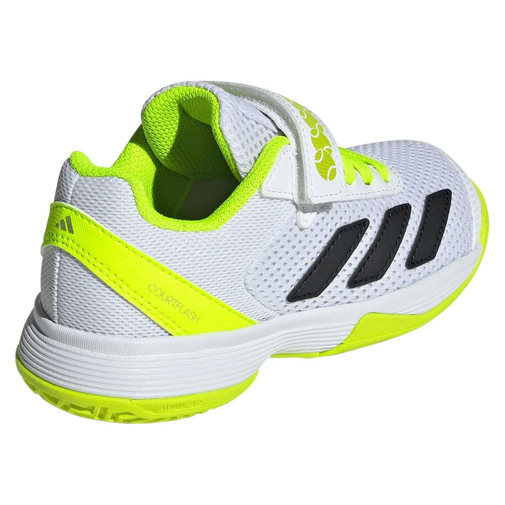 Juniors` Courtflash Comfort Closure Tennis Shoes Footwear White and Lucid Lemon Footwear Adidas