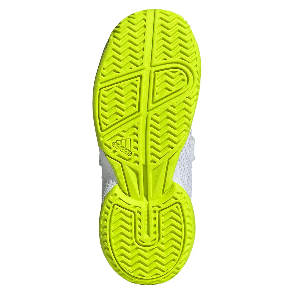 Juniors` Courtflash Comfort Closure Tennis Shoes Footwear White and Lucid Lemon Footwear Adidas