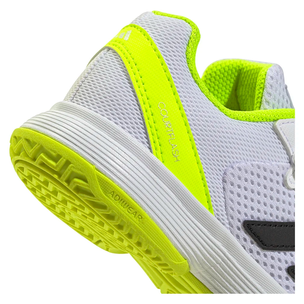 Juniors` Courtflash Comfort Closure Tennis Shoes Footwear White and Lucid Lemon Footwear Adidas