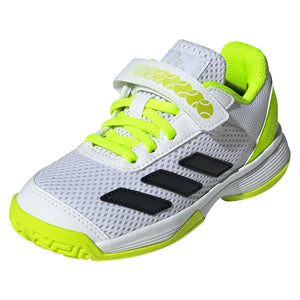 Juniors` Courtflash Comfort Closure Tennis Shoes Footwear White and Lucid Lemon Footwear Adidas