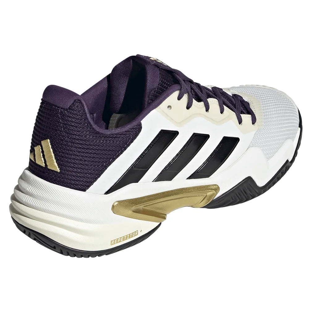 Men`s Barricade 13 Tennis Shoes Core White and Black Footwear Adidas