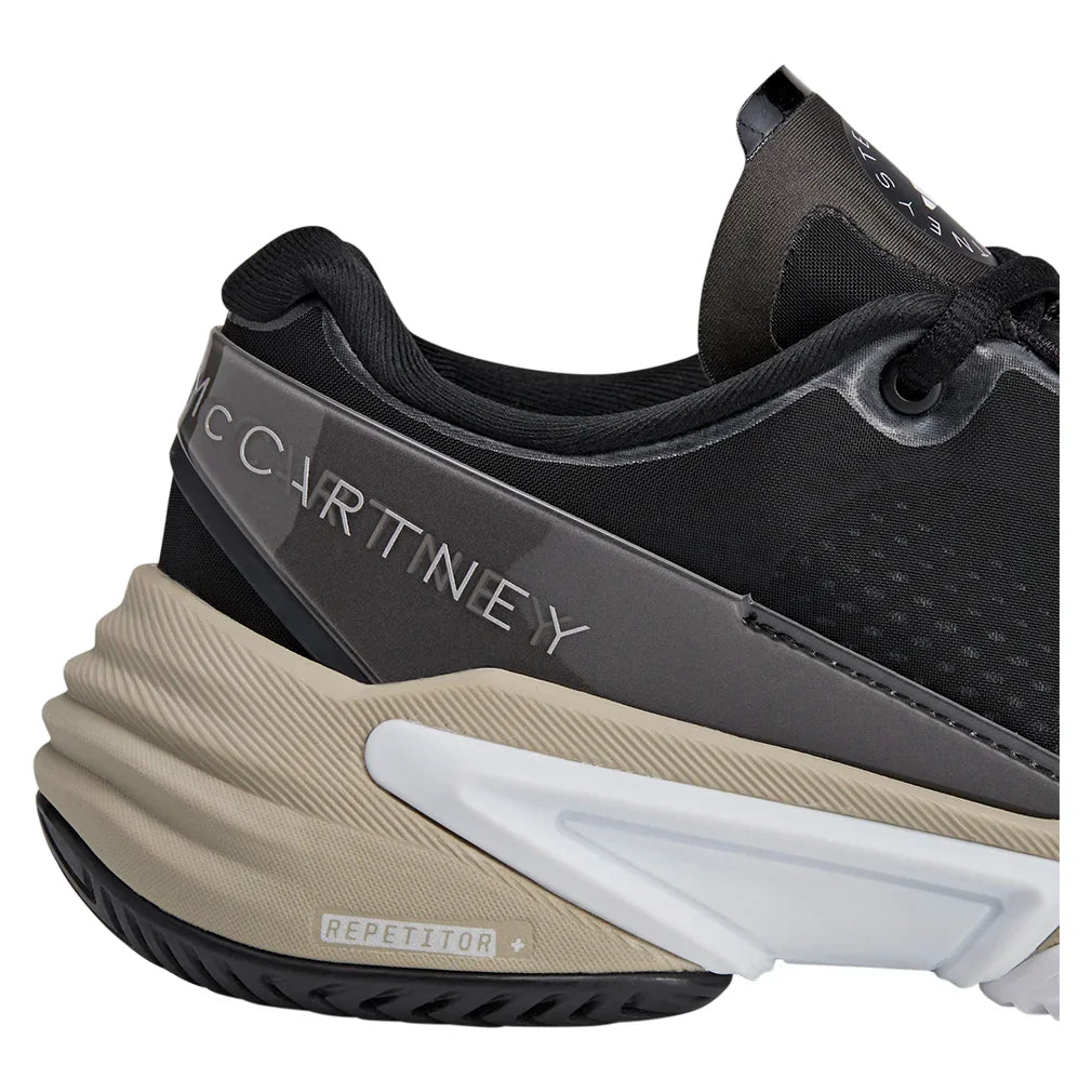 Women`s Stella McCartney Barricade Tennis Shoes Core Black and Silver Metallic Footwear Adidas