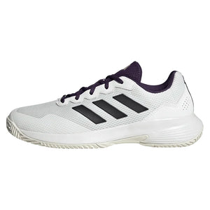Men`s GameCourt 2 Tennis Shoes Core White and Aurora Plum Footwear Adidas