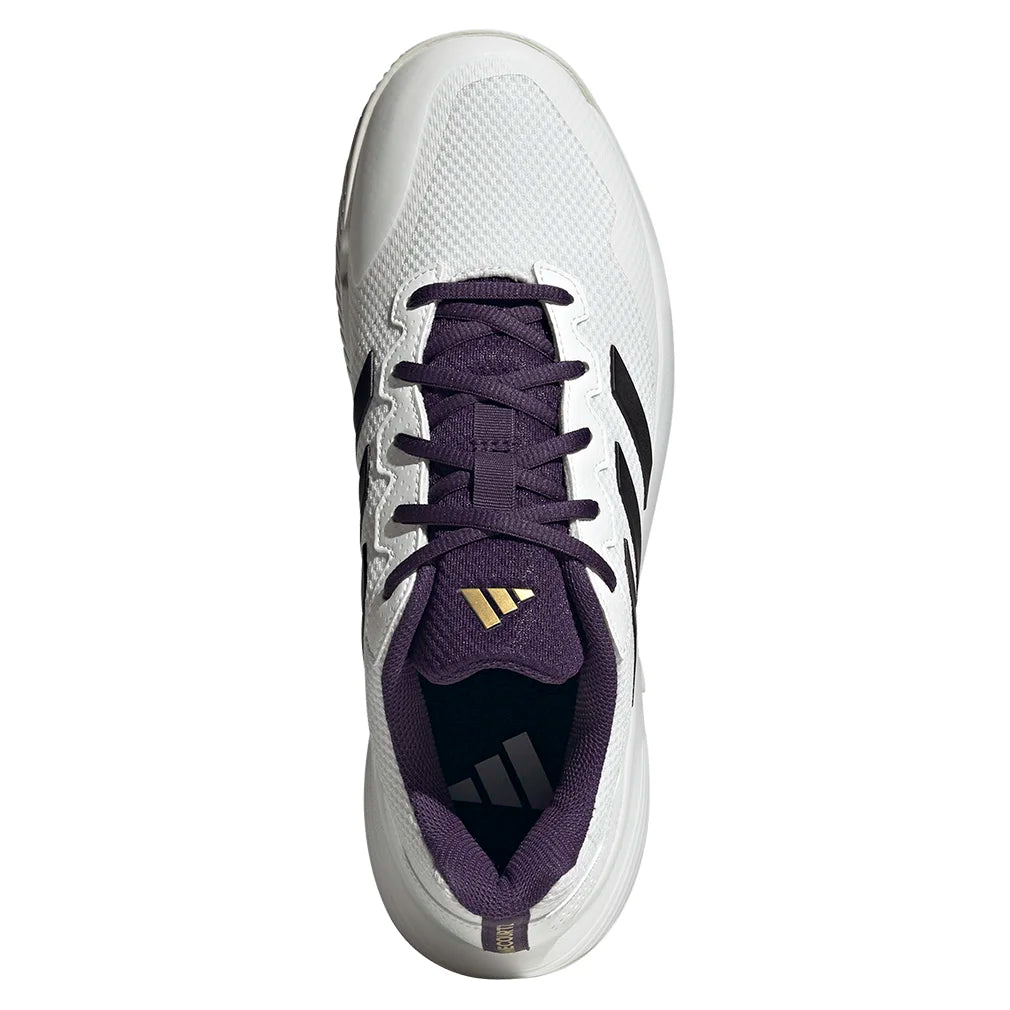 Men`s GameCourt 2 Tennis Shoes Core White and Aurora Plum Footwear Adidas