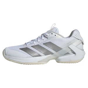 Women`s adizero Ubersonic 5 Clay Tennis Shoes Footwear White and Silver Metallic Footwear Adidas