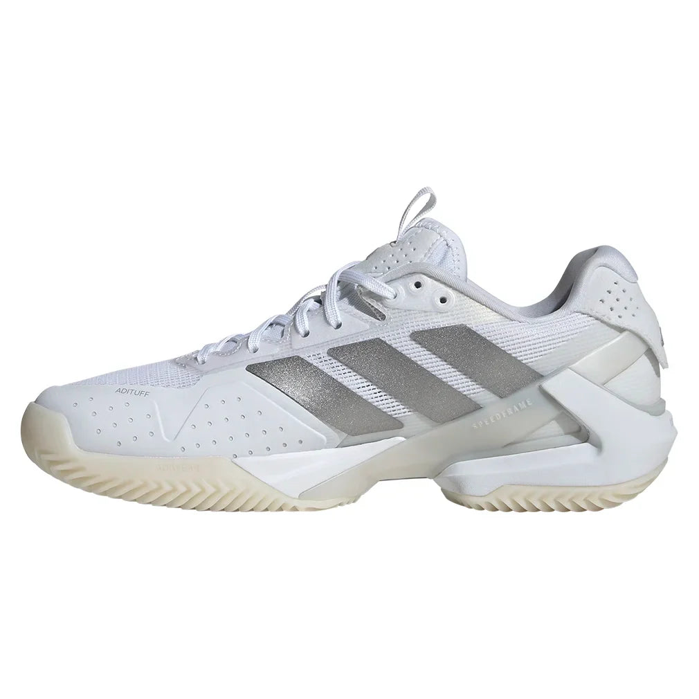 Women`s adizero Ubersonic 5 Clay Tennis Shoes Footwear White and Silver Metallic Footwear Adidas