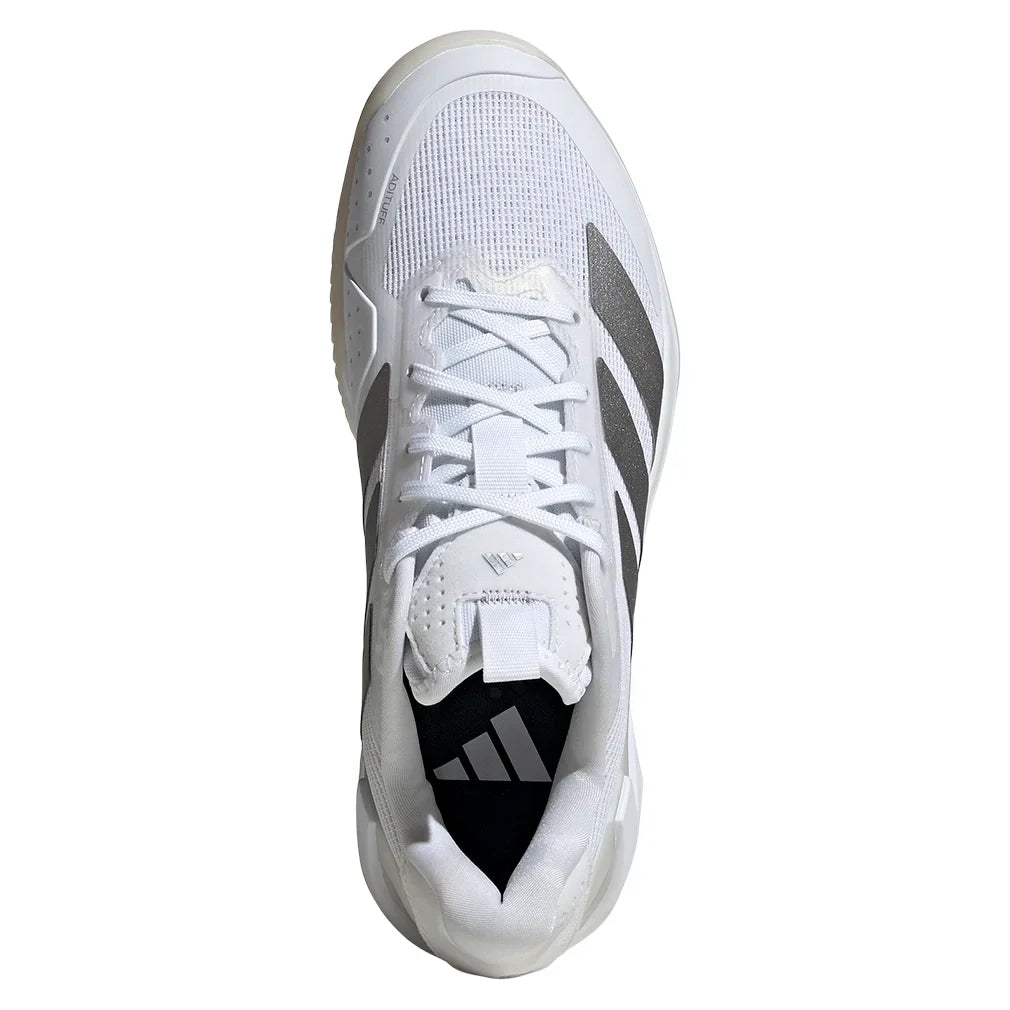 Women`s adizero Ubersonic 5 Clay Tennis Shoes Footwear White and Silver Metallic Footwear Adidas
