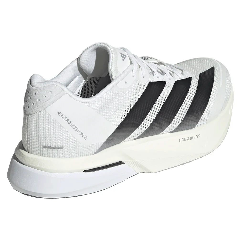 Men`s Adizero Boston 13 Running Shoes Footwear White and Core Black Footwear Adidas