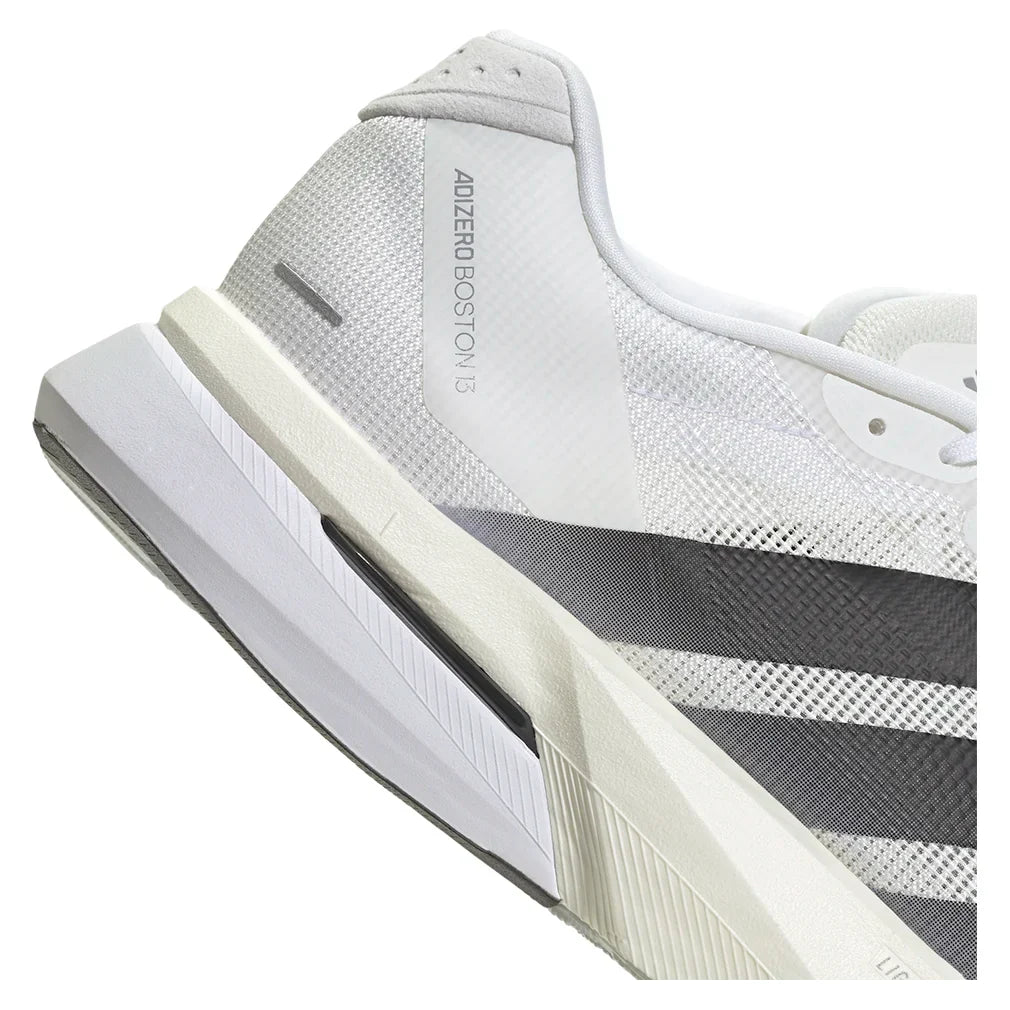 Men`s Adizero Boston 13 Running Shoes Footwear White and Core Black Footwear Adidas