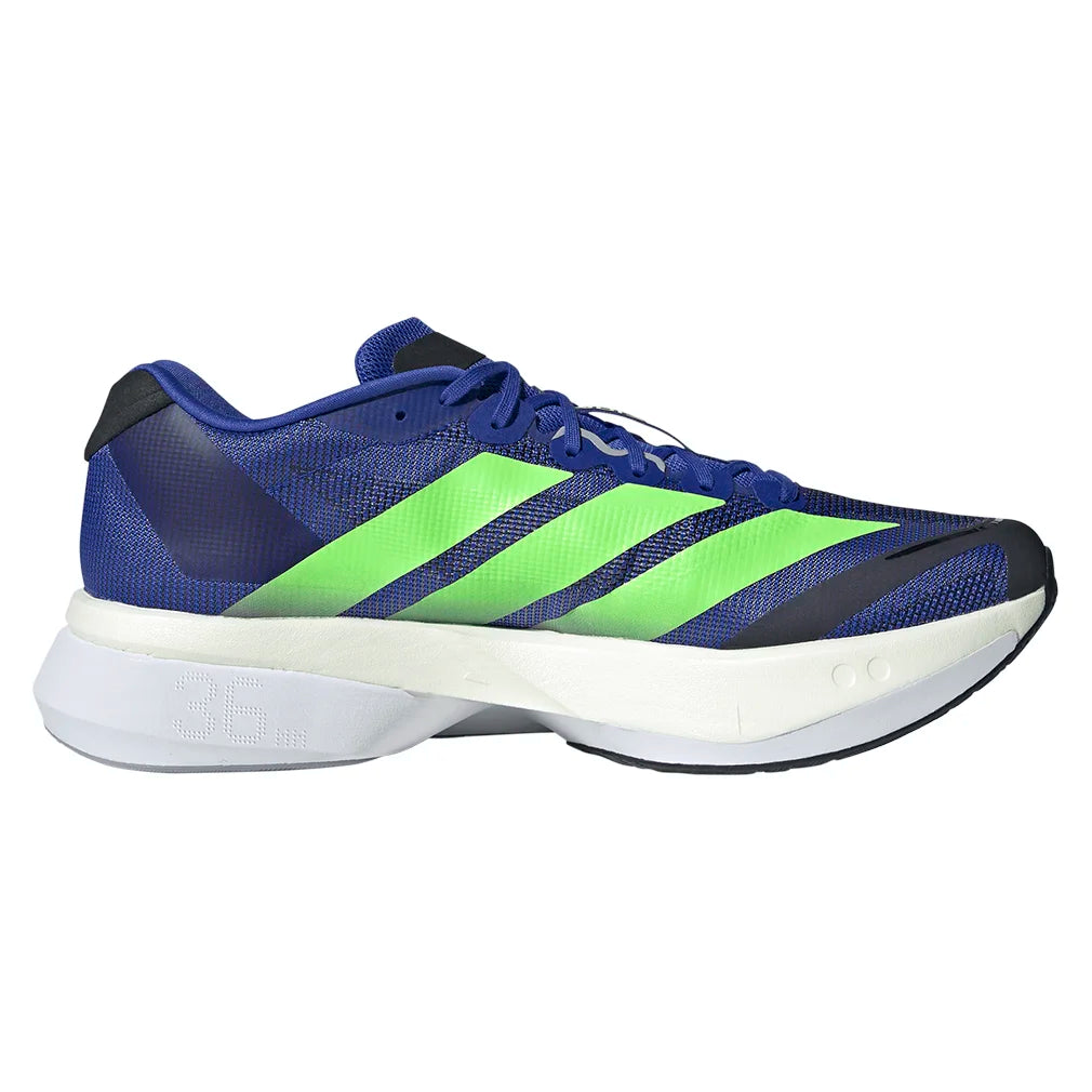 Men`s Adizero Boston 13 Running Shoes Lucid Blue and Lime Burst Footwear Adidas