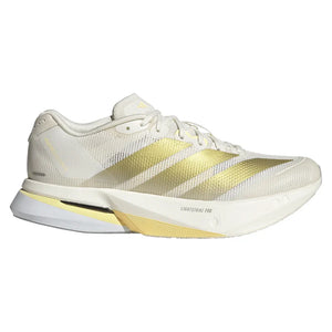Women`s Adizero Boston 13 Running Shoes Chalk White and Metallic Gold Footwear Adidas