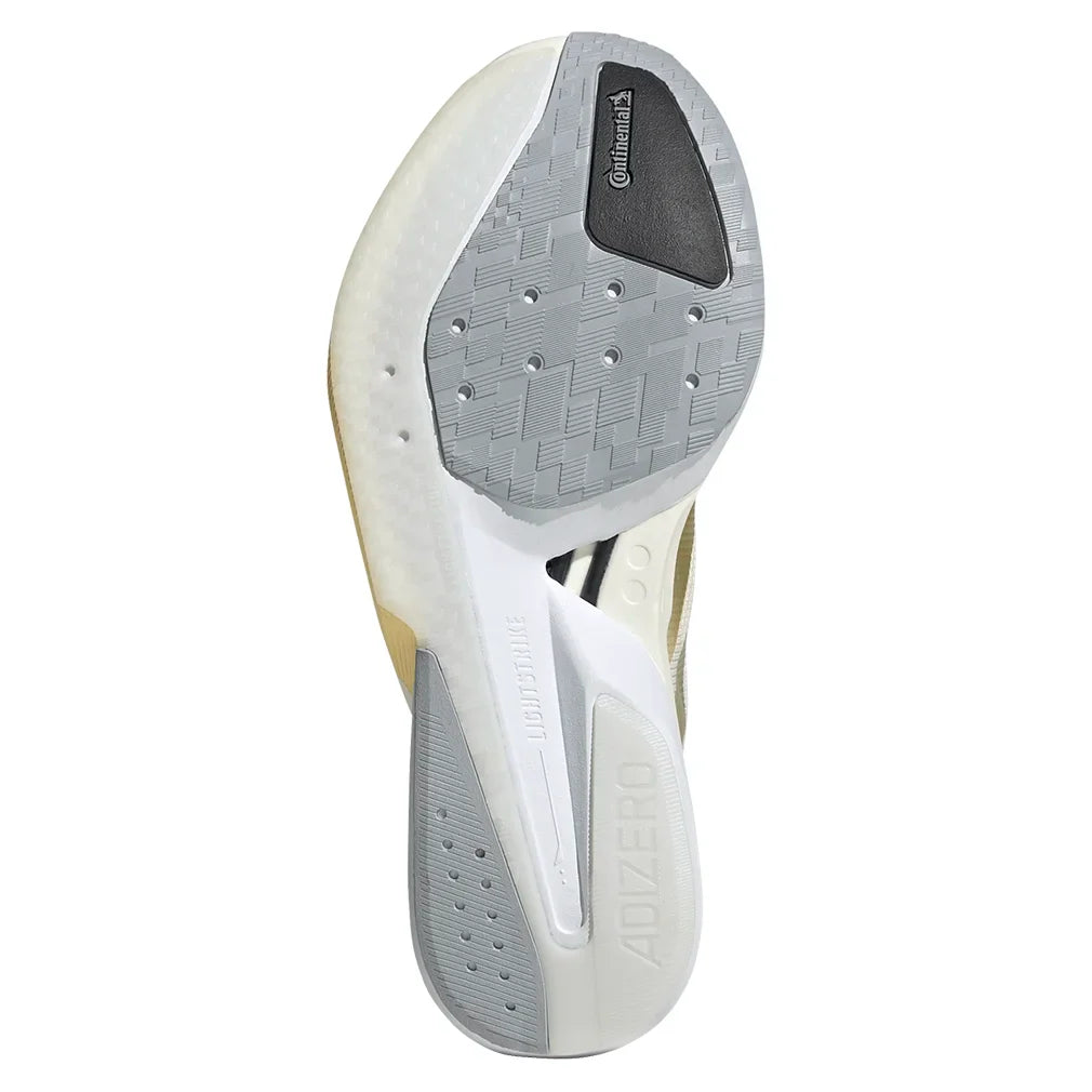 Women`s Adizero Boston 13 Running Shoes Chalk White and Metallic Gold Footwear Adidas