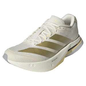 Women`s Adizero Boston 13 Running Shoes Chalk White and Metallic Gold Footwear Adidas