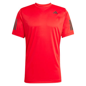 Men`s Club 3 Stripes Tennis Top Better Scarlet Apparel Adidas