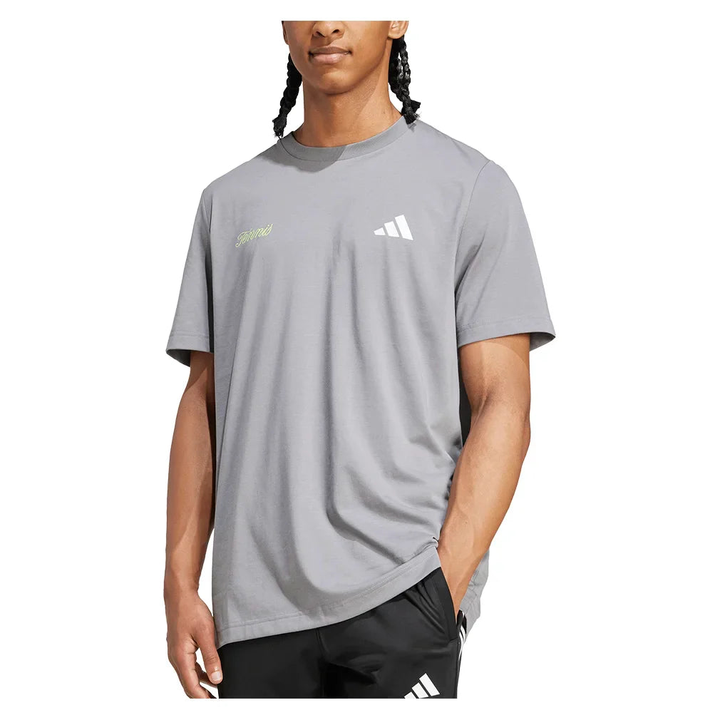 Men`s US Graphic Tennis Tee Grey Three Apparel Adidas