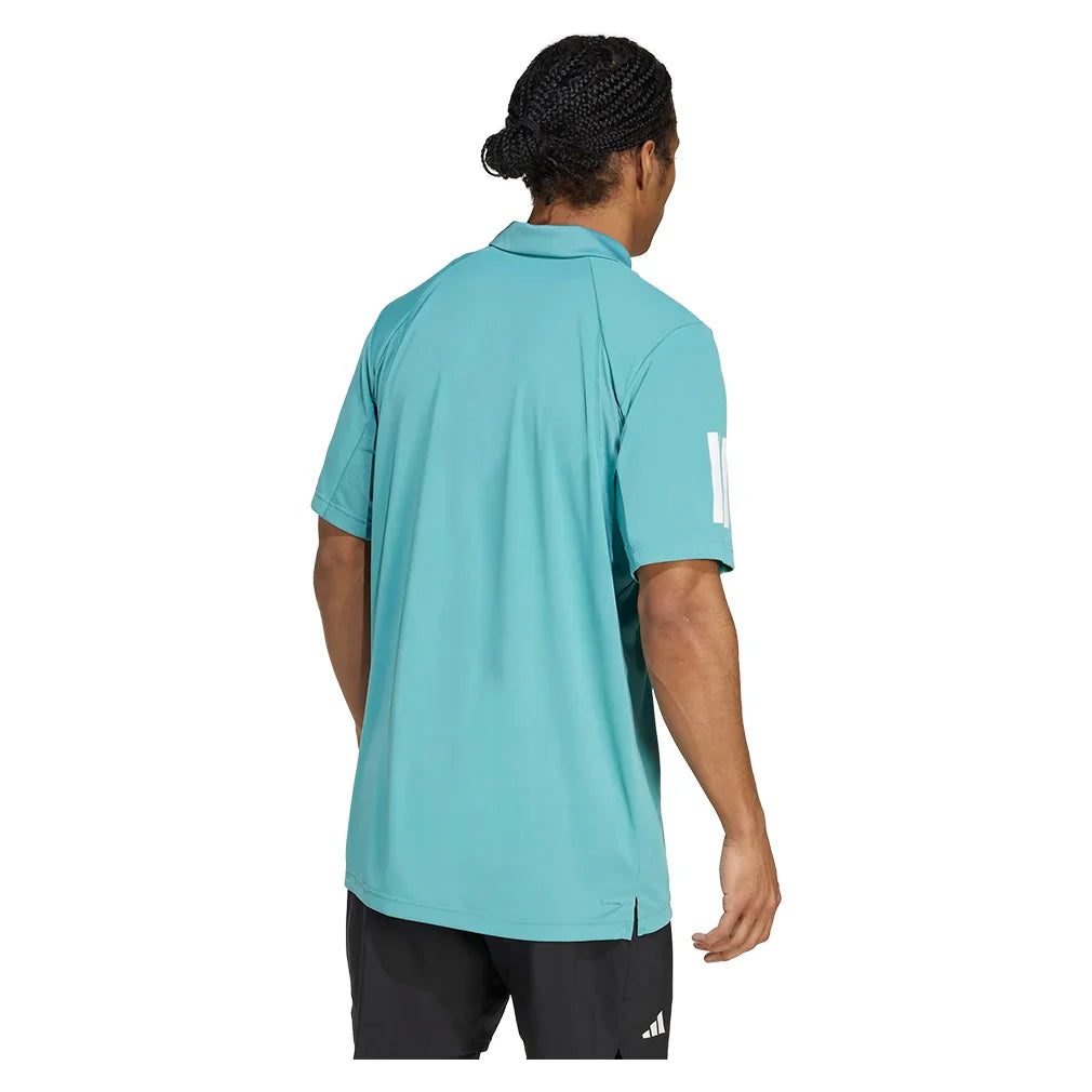 Men`s Club 3 Stripes Tennis Polo Powder Teal Apparel Adidas