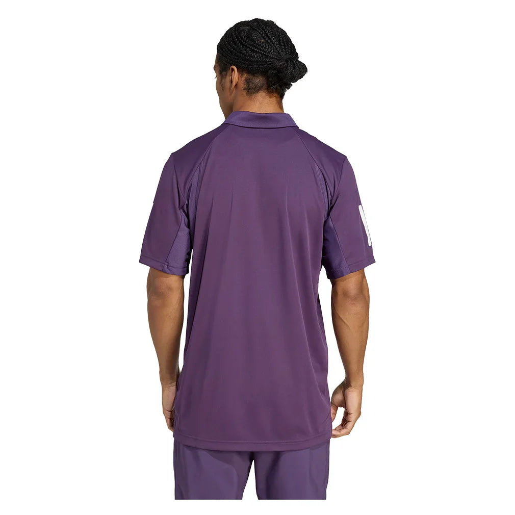 Men`s Club 3 Stripes Tennis Polo Aurora Plum Apparel Adidas