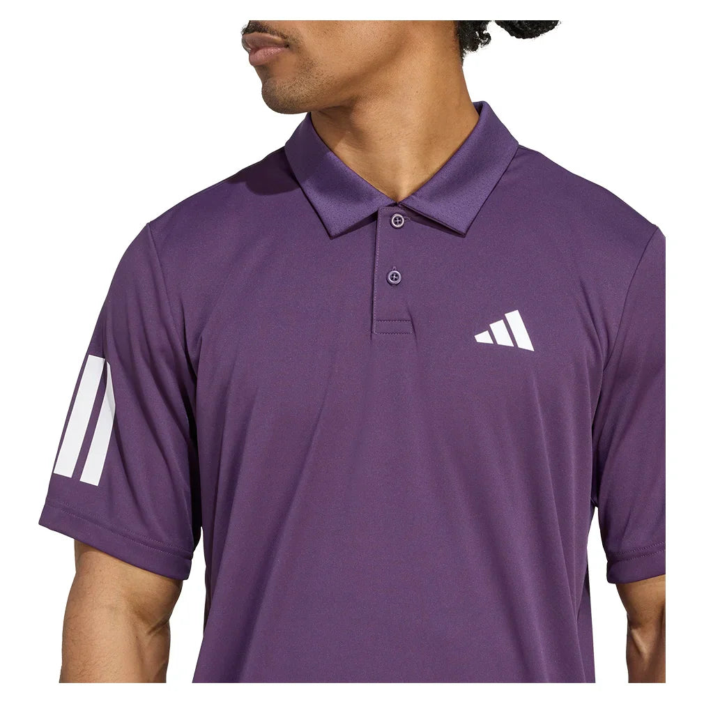 Men`s Club 3 Stripes Tennis Polo Aurora Plum Apparel Adidas