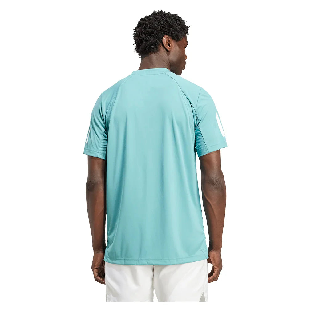 Men`s Club 3 Stripes Tennis Top Powder Teal Apparel Adidas