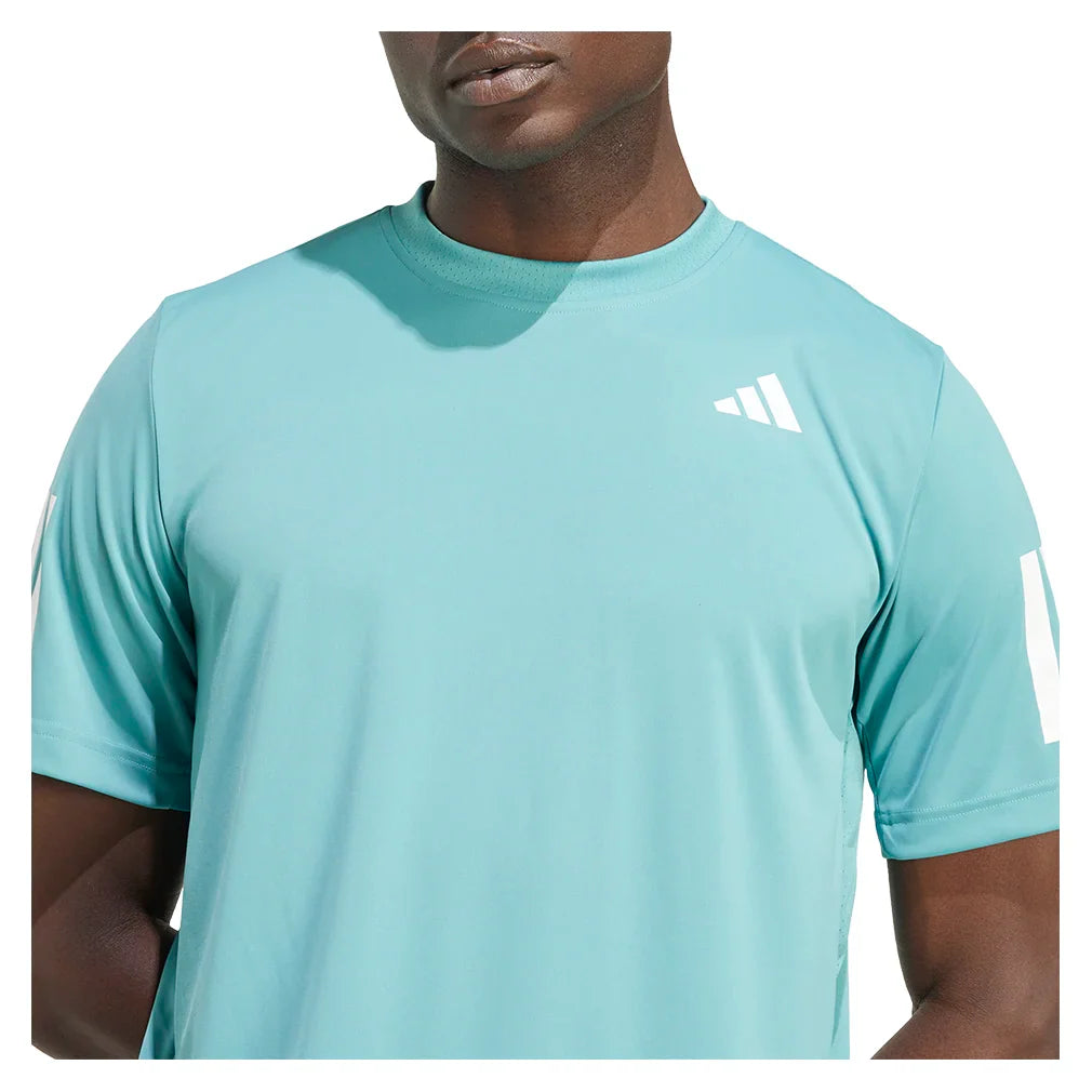 Men`s Club 3 Stripes Tennis Top Powder Teal Apparel Adidas