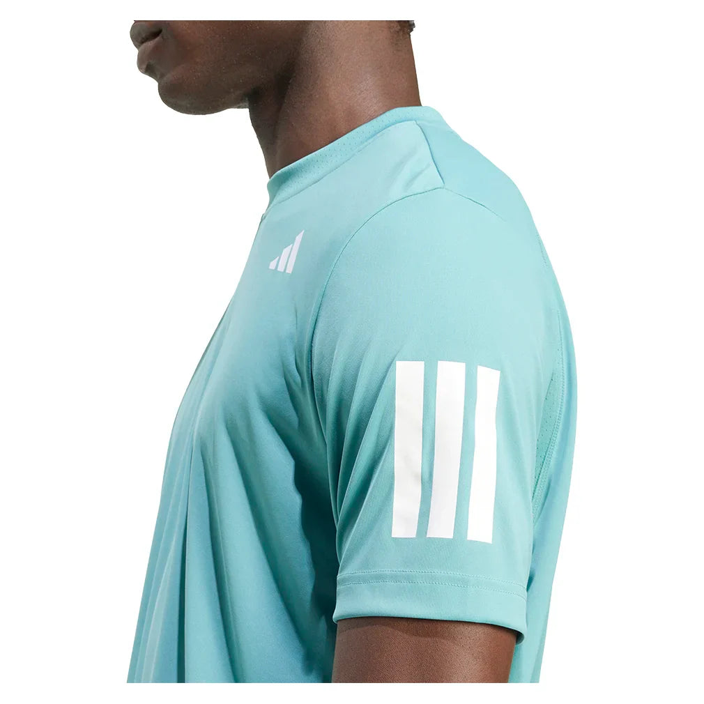 Men`s Club 3 Stripes Tennis Top Powder Teal Apparel Adidas
